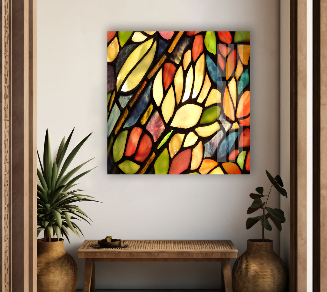 Stained Leaves Glass Wall Art glass wall decor, glass wall art decor