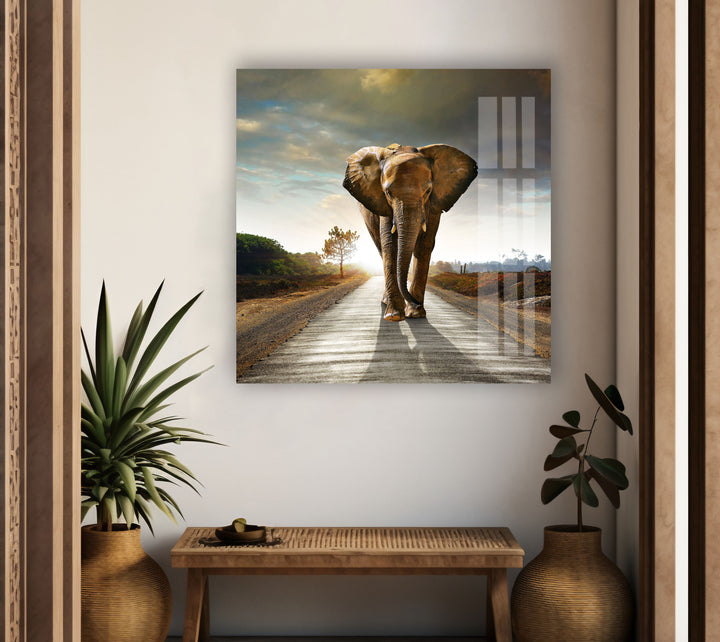 Vivid Elephant Art Glass Wall Art Glass Printing Wall Art, Print photos on glass