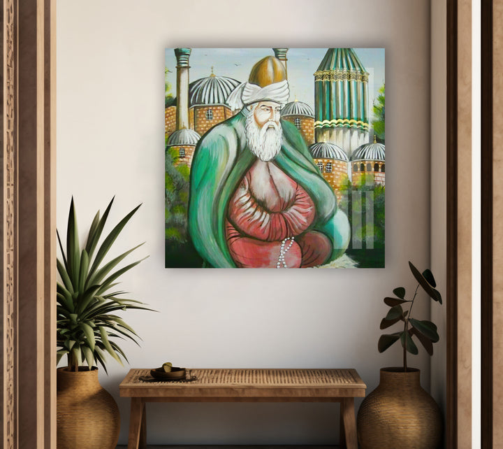 Rumi Mevlana Glass Wall Decor | Glass Art Paintings