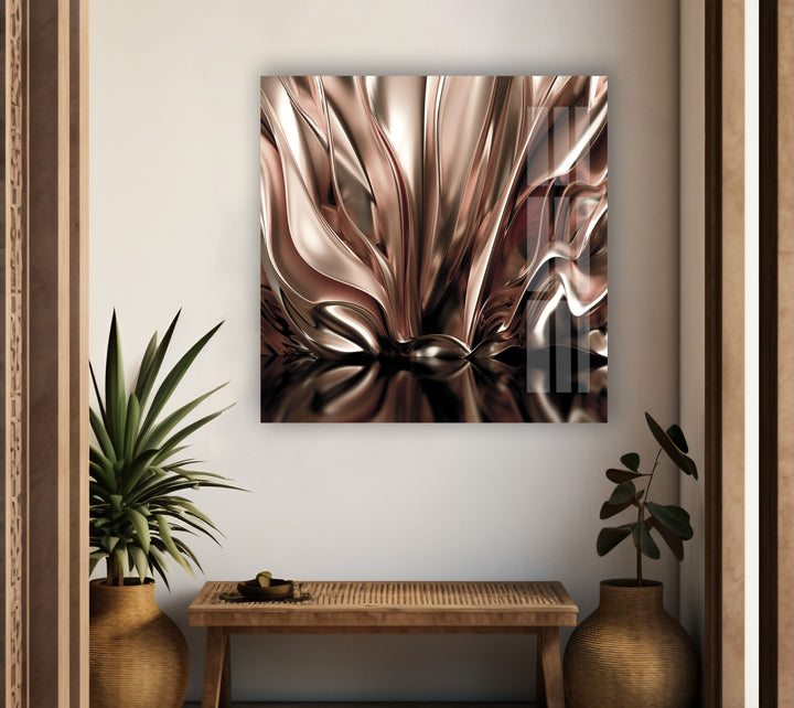 Luxurious silver background with satin drapery. 3d rendering, 3d illustration wall art