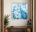 Blue Feather Peacock Tempered Glass Wall Art - MyPhotoStation
