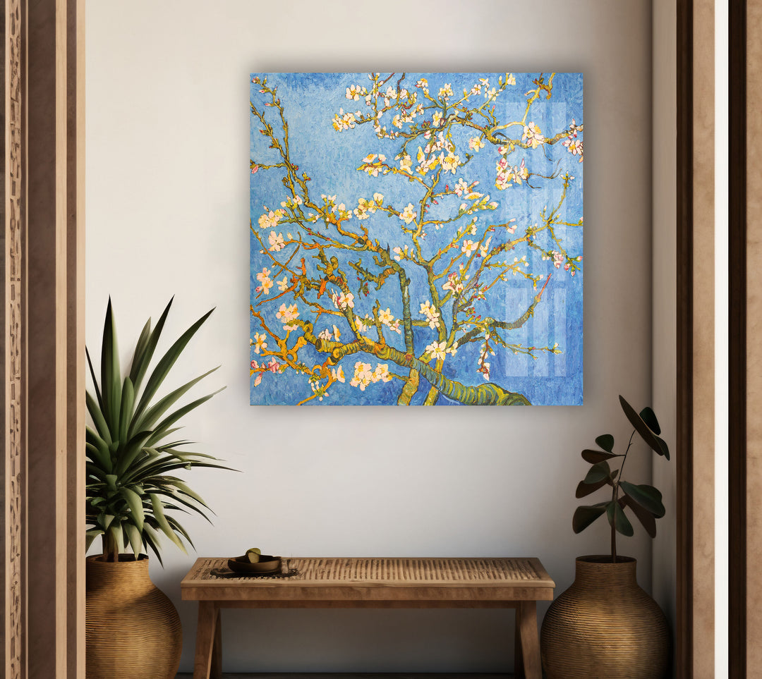 Almond Blossom by Vincent Van Gogh Glass Wall Art, large glass photo prints, glass wall photos