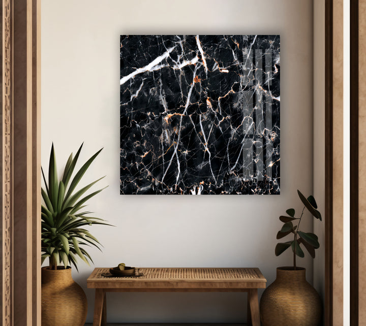 Black Abstract Marble Decor Glass Wall Art Glass Printing Wall Art, Print photos on glass