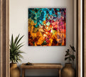 Stained Colorful Shapes Glass Wall Art glass art painting, glass art for the Wall