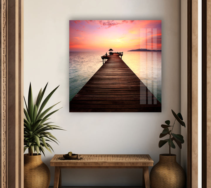 Coastal Pier Glass Wall Art