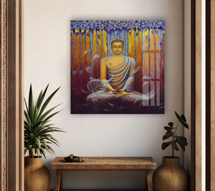 Buddha Painting Glass Wall Pictures