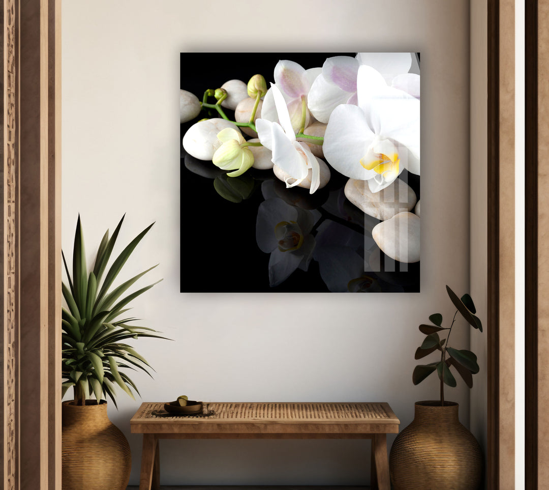 White Orchid Flower Glass Wall ArtGlass Printing Wall Art, Print photos on glass