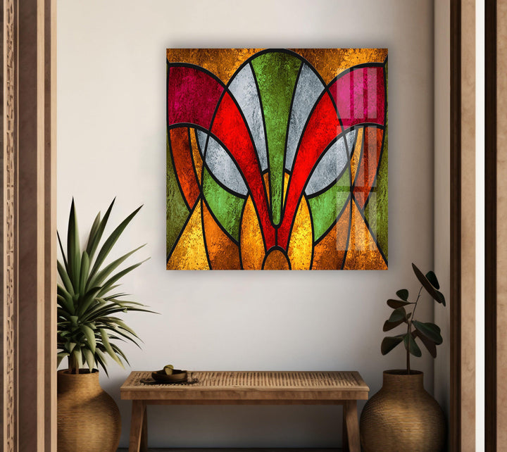 Stained Red & Green Glass Wall Art large glass photo prints, glass wall photos