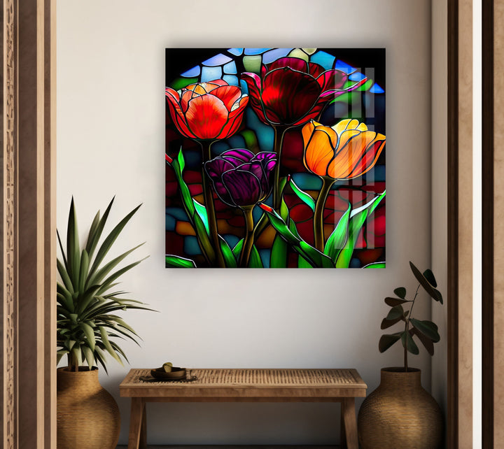 Stained Roses Glass Wall Art glass wall decor, glass wall art decor