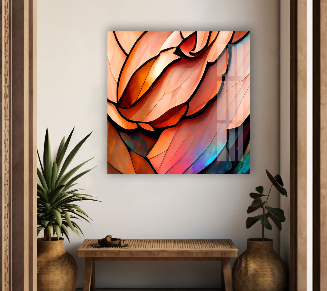 Stained Rose Glass Wall Art photo print on glass, prints on glass wall art