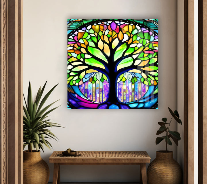 Vivid Colors Tree Glass Wall Art art glass wall art, glass wall art pictures