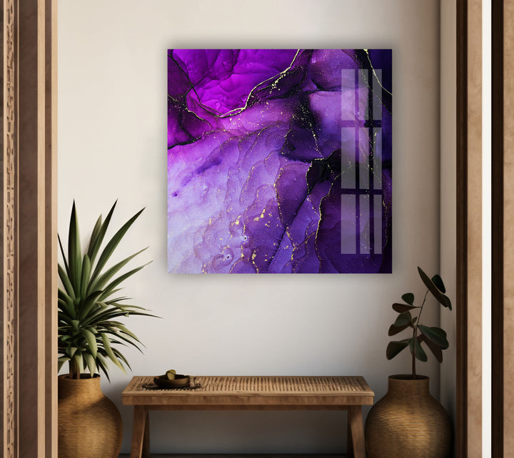 Luxurious Purple Abstract Glass printing Wall Art