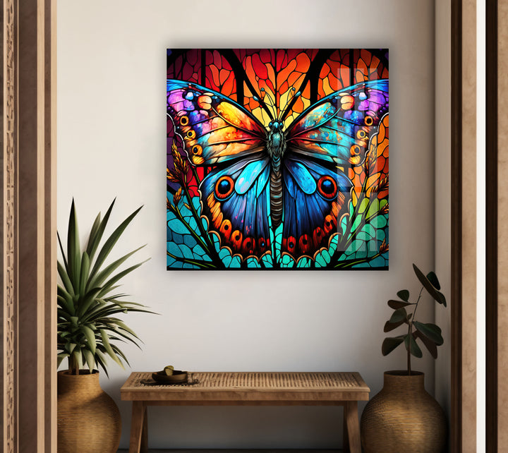 Colored Butterfly Art Glass Wall Art art glass wall art, glass wall art pictures