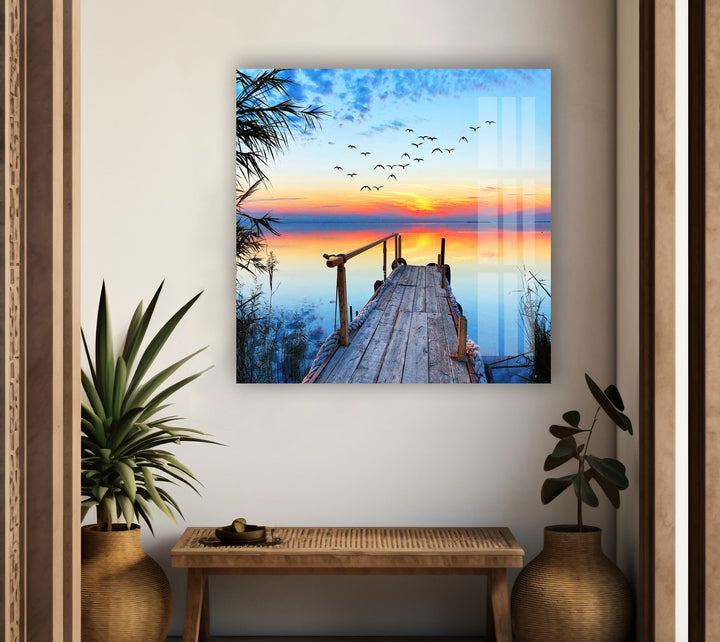 Sunset Jetty Novel Art Glass Wall Art glass photo prints, glass picture prints