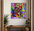 Colorful Mosaic Abstract Tempered Glass Wall Art