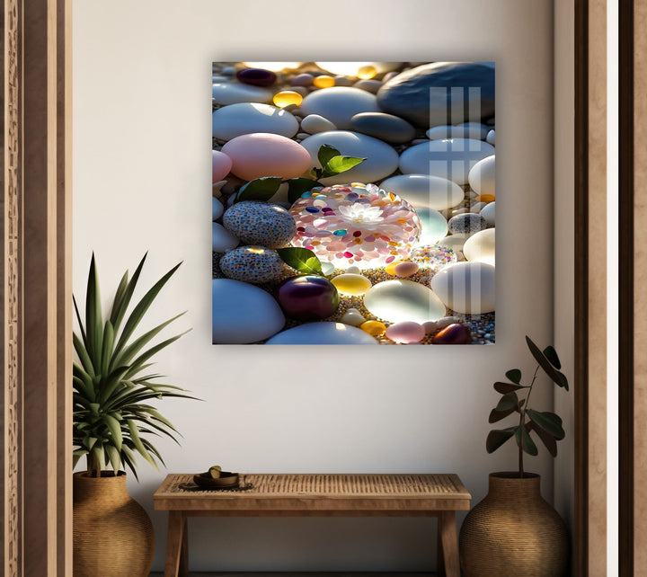 Beach Stones Glass Wall Art