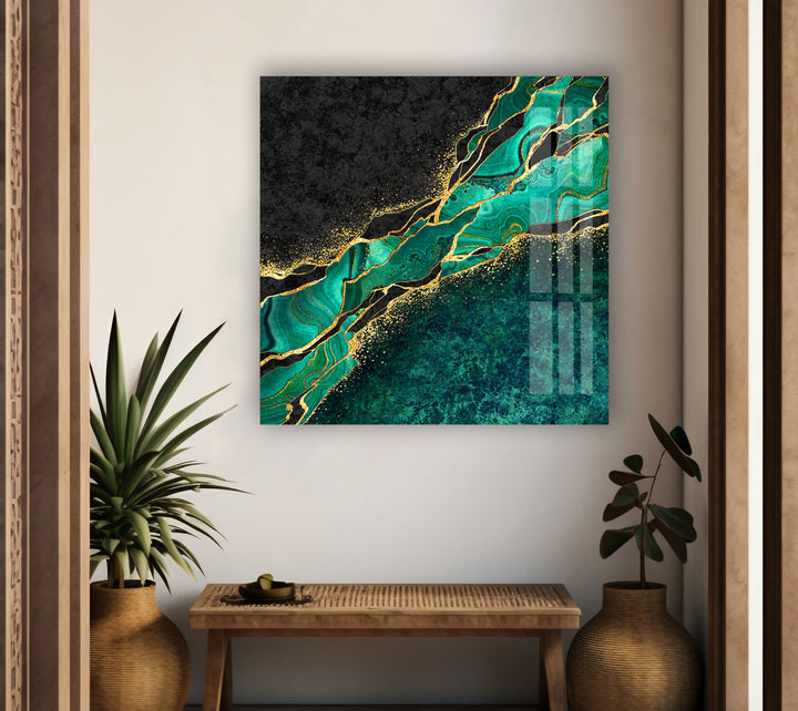 Emerald Green Marble Glass Wall Art