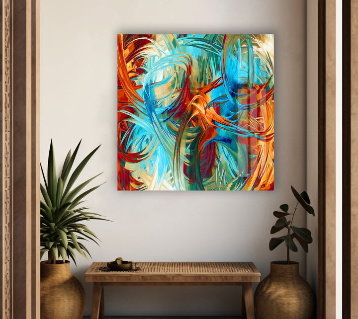 Brightly Blue Abstract Painting Glass Wall Art picture on glass wall art, photos printed on glass
