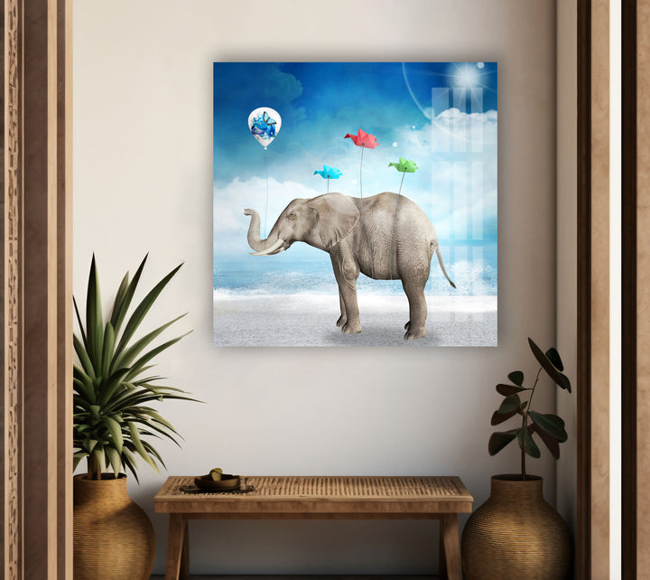 Surreal Elephant Glass Wall Art glass photo prints, glass picture prints