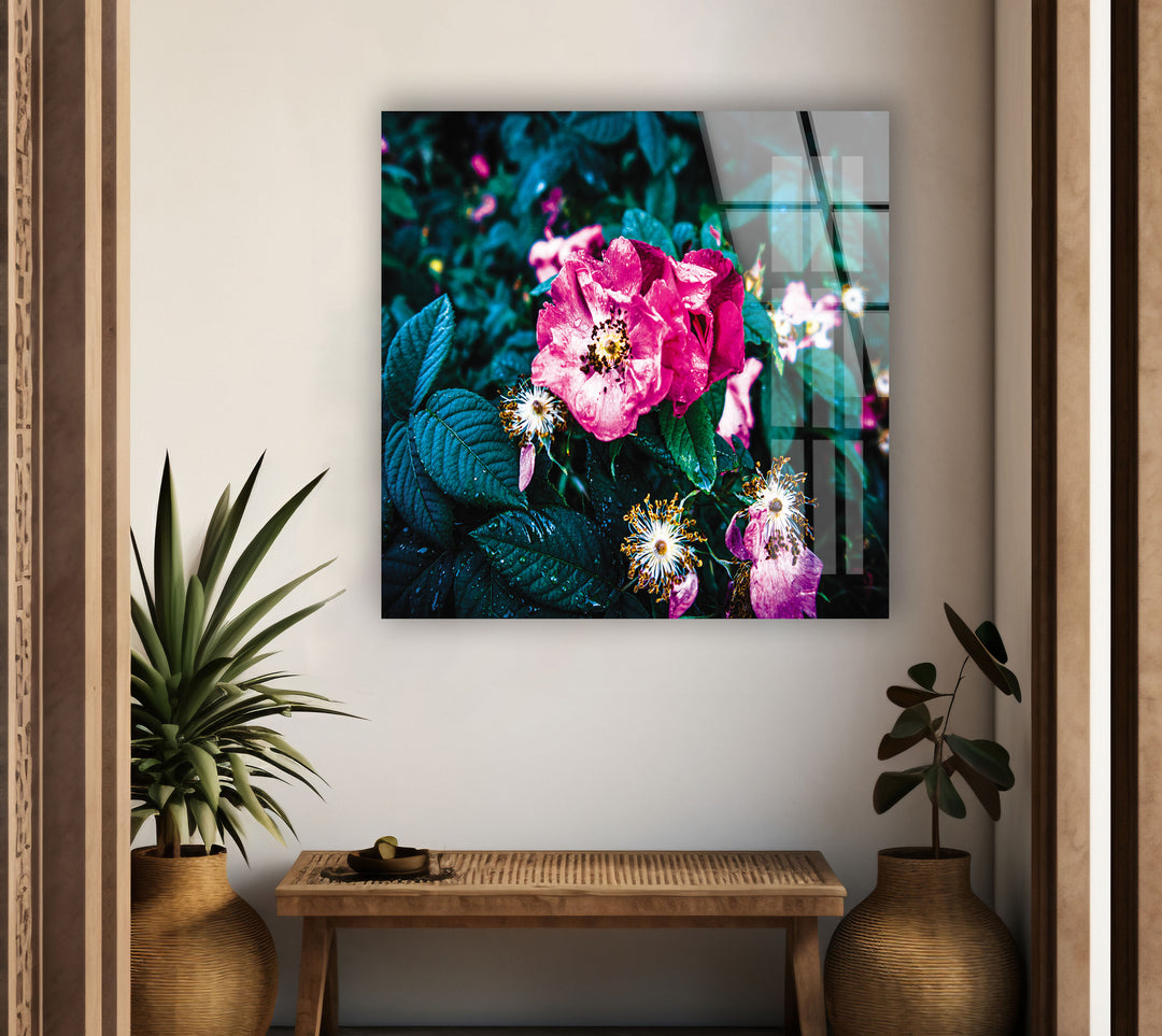 Pink Wild Rose Glass Wall Art, Glass Printing Wall Art, Print photos on glass
