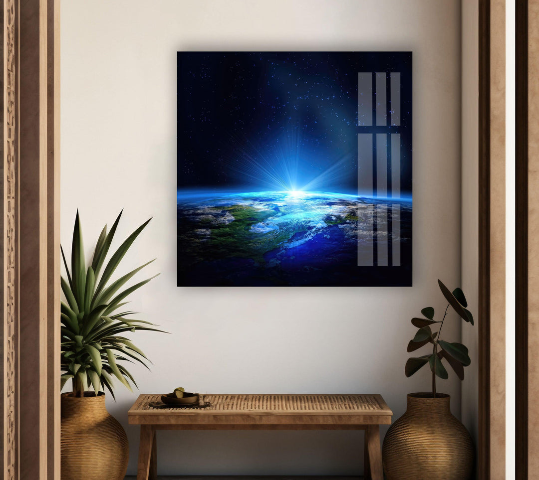 Planet Earth Glass Wall Art, glass pictures for Wall, glass prints wall art