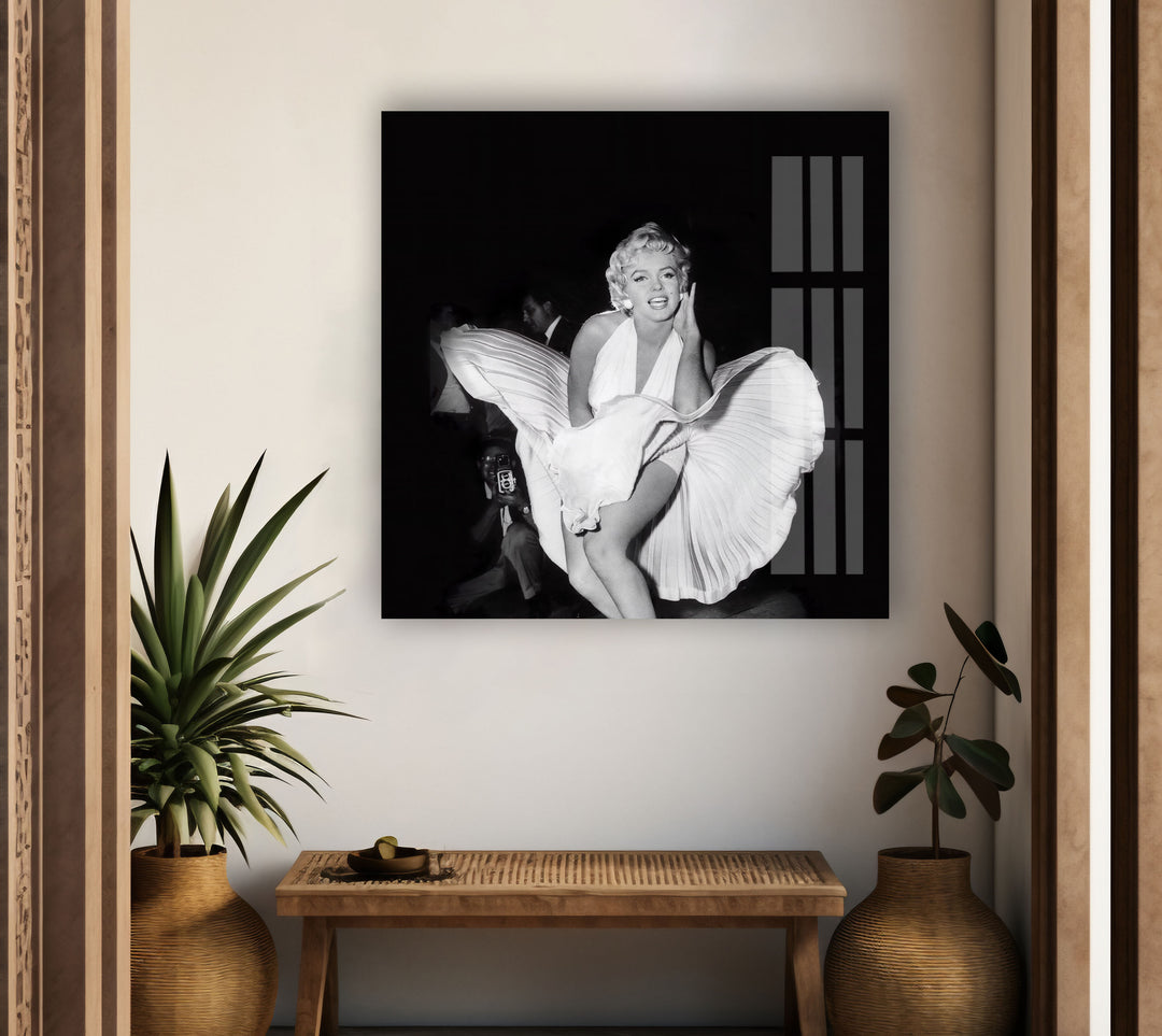 Marilyn Monroe White & Black Glass Wall Art glass wall decor, glass wall art decor
