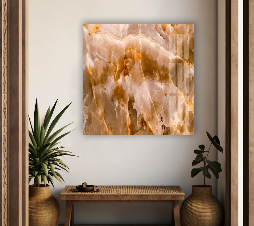 White Brown Marble Glass Wall Art custom glass pictures, glass art prints