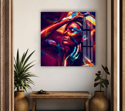 Woman Modern Fractal Glass Wall Art