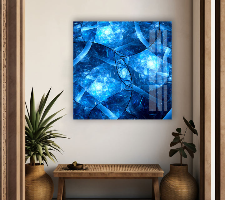 Blue Abstract Patterned Glass Wall Art art glass wall art, glass wall art pictures