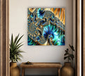 Blue Golden Abstract Tempered Glass Wall Art
