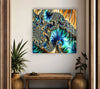 Blue Golden Abstract Tempered Glass Wall Art