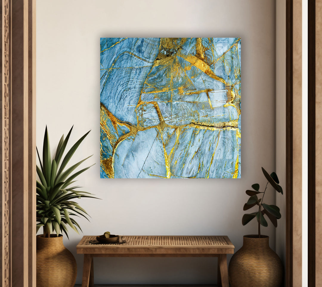 Blue Abstract Marble Art Tempered Glass Wall Art - MyPhotoStation