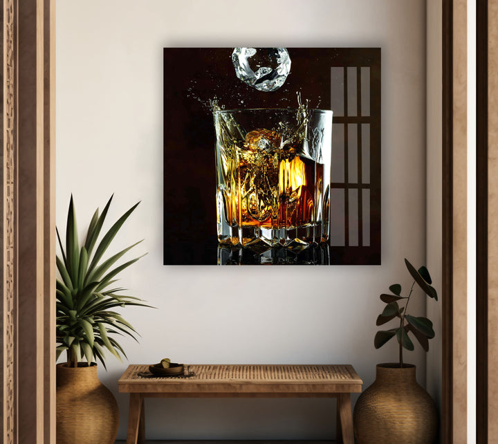 Iced Cocktail Glass Wall Art, glass art painting, glass art for the Wall