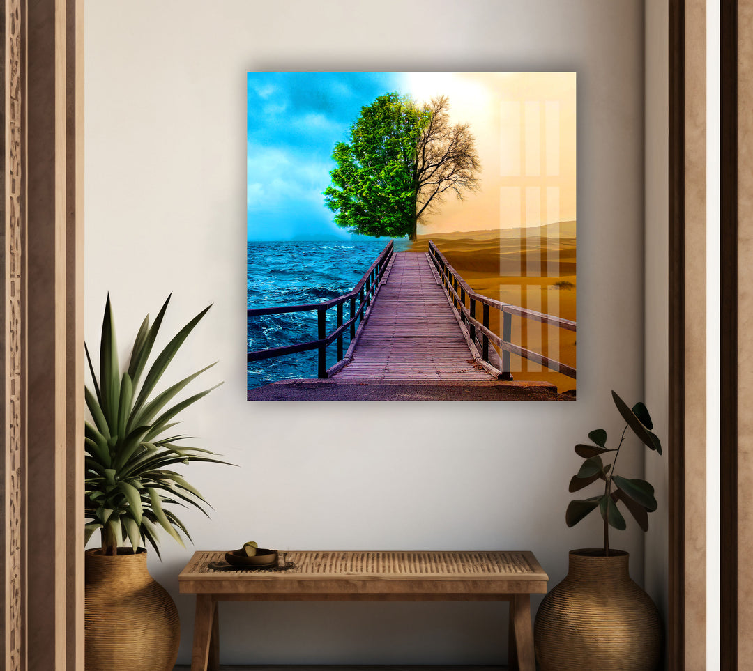 Desert & Ocean Tree Glass Wall Art glass image printing, glass prints from photos