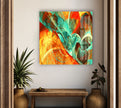 Shiny Orange Abstract Glass Wall Art, large glass photo prints, glass wall photos