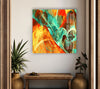 Shiny Orange Abstract Glass Wall Art, large glass photo prints, glass wall photos