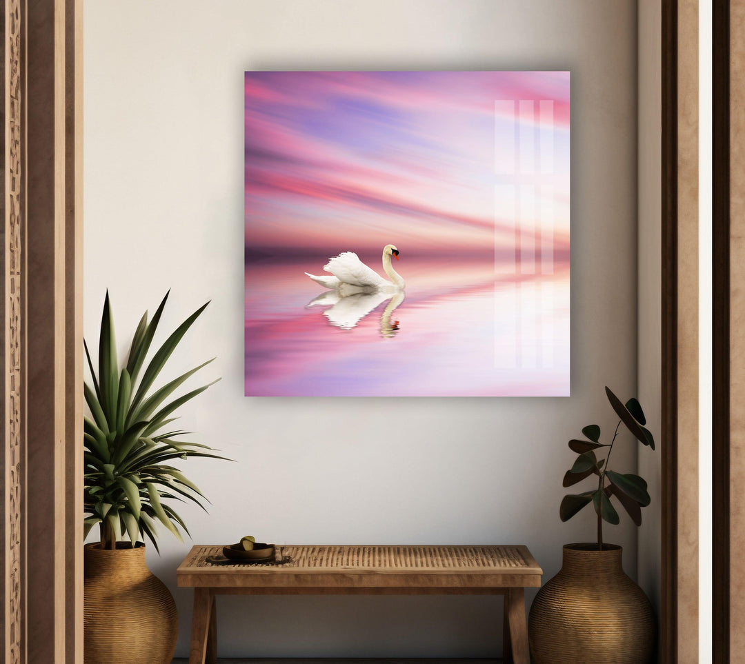 Swan Lake View Glass Wall Art Glass Printing Wall Art, Print photos on glass