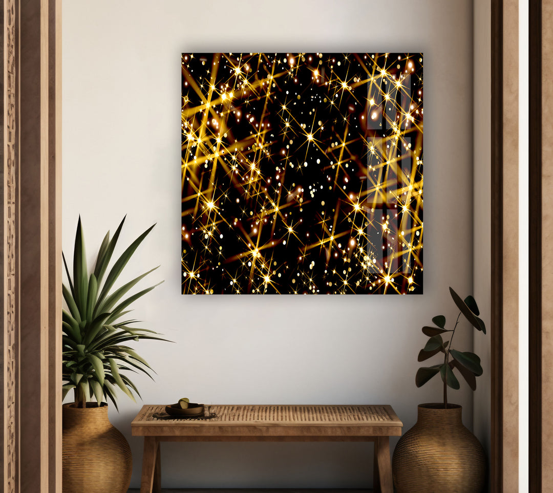 Golden Lights Glass Wall Art, photo print on glass, prints on glass wall art