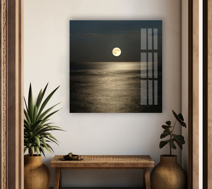 Full Moon Rising Glass Wall Art glass art painting, glass art for the Wall