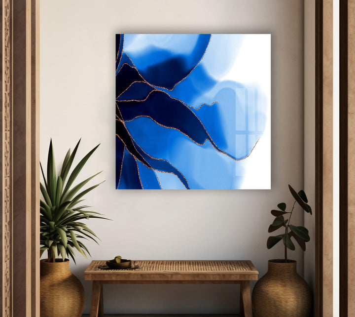 Blue & Gold Abstract Alcohol Ink Glass Wall Art art glass wall art, glass wall art pictures