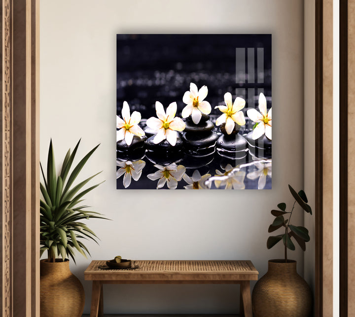 Orchid - Zen Stones Glass Wall Art, glass photo prints, glass picture prints