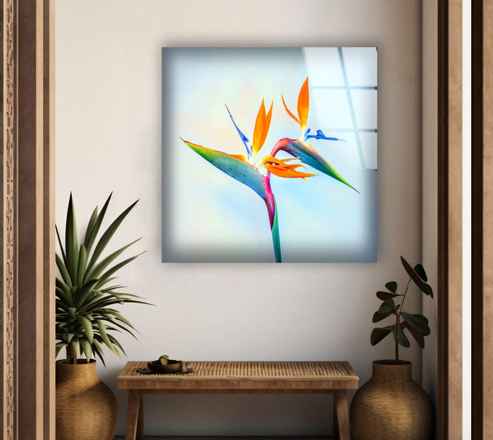 Strelitzia Flower Glass Wall Art, glass pictures for Wall, glass prints wall art