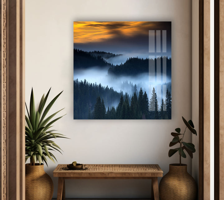 Foggy Rainforest Glass Wall Art glass image printing, glass prints from photos