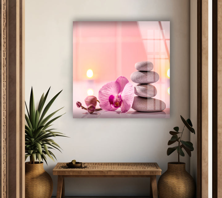 Zen Spa Stones and Pink Flower Cool Wall Art & Glass Printing