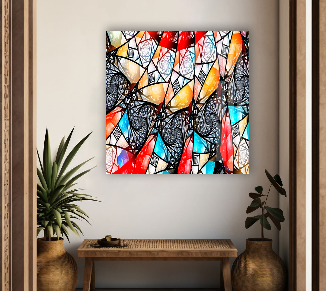 Asymmetric Mosaic Glass Wall Art picture on glass wall art, photos printed on glass