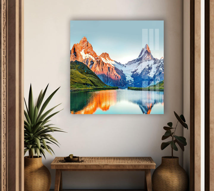 Swiss Alps Mountains Glass Wall Art glass photo prints, glass picture prints