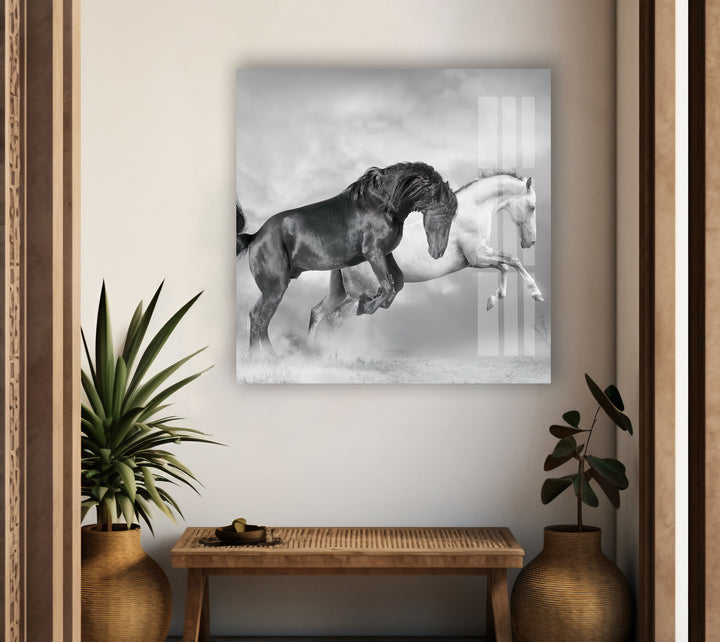 Wild Horses Running Glass Wall Art print on glass, glass printed photos