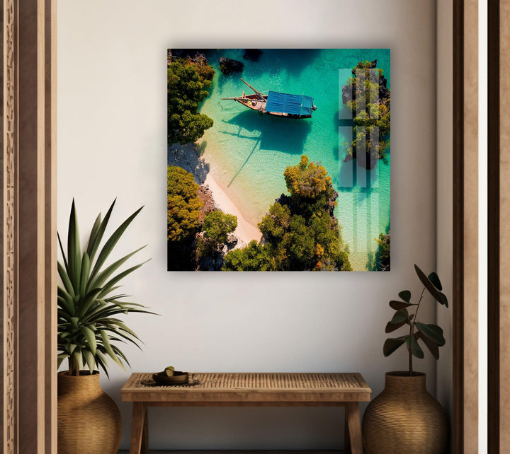 Kwale Island Glass Wall Art print picture on glass, Tempered Glass Wall Art