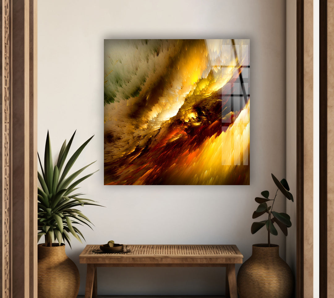 Yellow Clouds Abstract Art Glass Wall Art