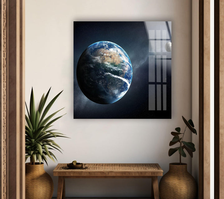 Earth Space Glass Wall Art, photo print on glass, prints on glass wall art